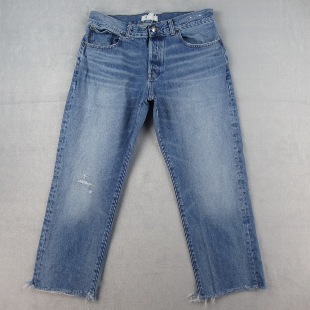 Madewell The Dean Easy Straight Jean Blue Distressed Raw Hem 29P CKP501899932
